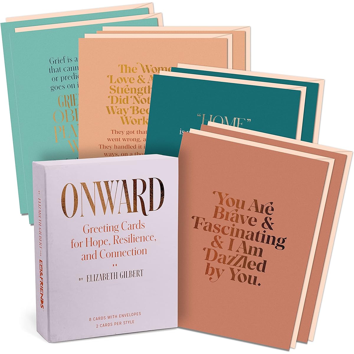 Elizabeth Gilbert Onward Encouragement Cards Set of 8 Greeting Cards Em & Friends