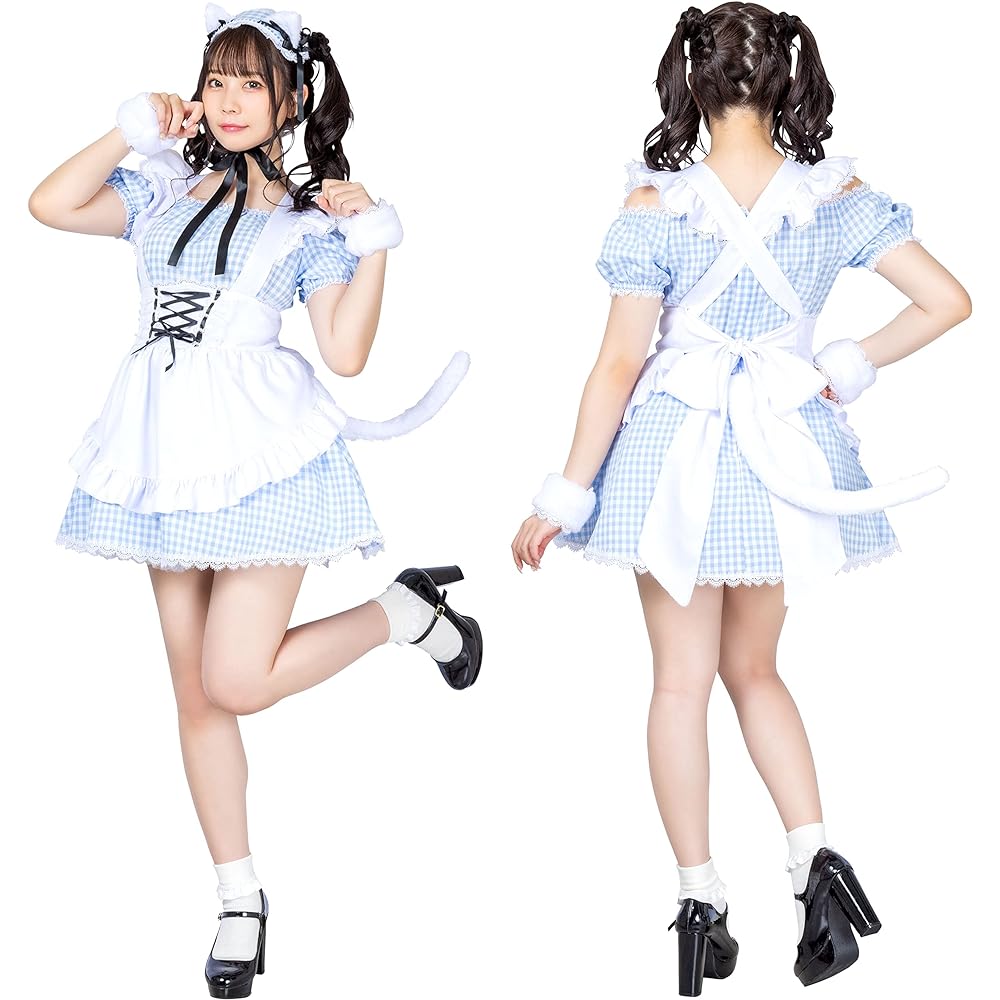 Clearstone Lyrical Palette Cosplay Halloween Gingham Cat Maid Maid Clothes Cat Cat Women's Blue Costume Fancy Dress Costume