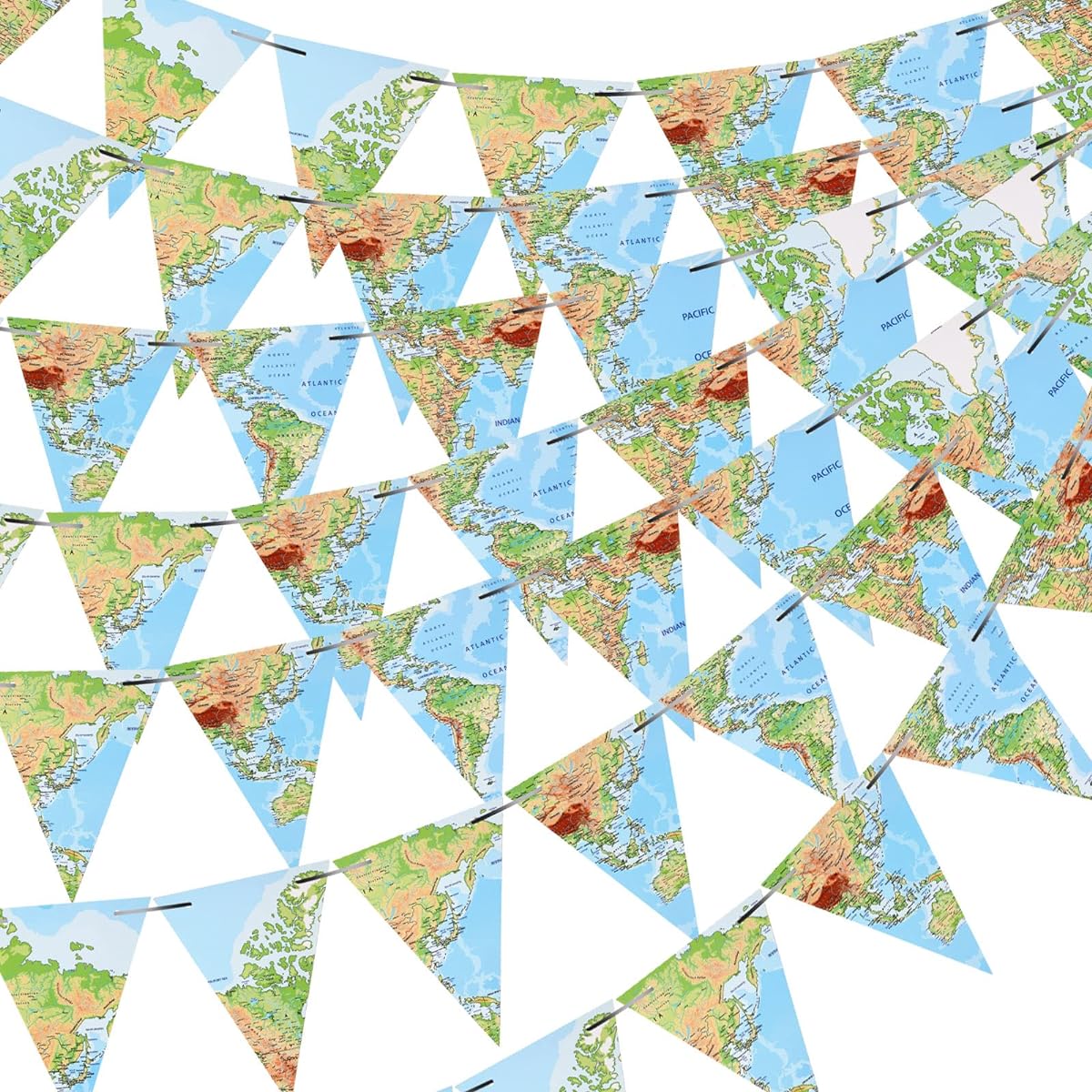 Gueevin 100 Feet 120 Pieces Travel Themed Decorations - Nautical Map Banners Around the World Decorations for Retirement Farewell Baby Shower Birthday Graduation Career Change Party Supplies