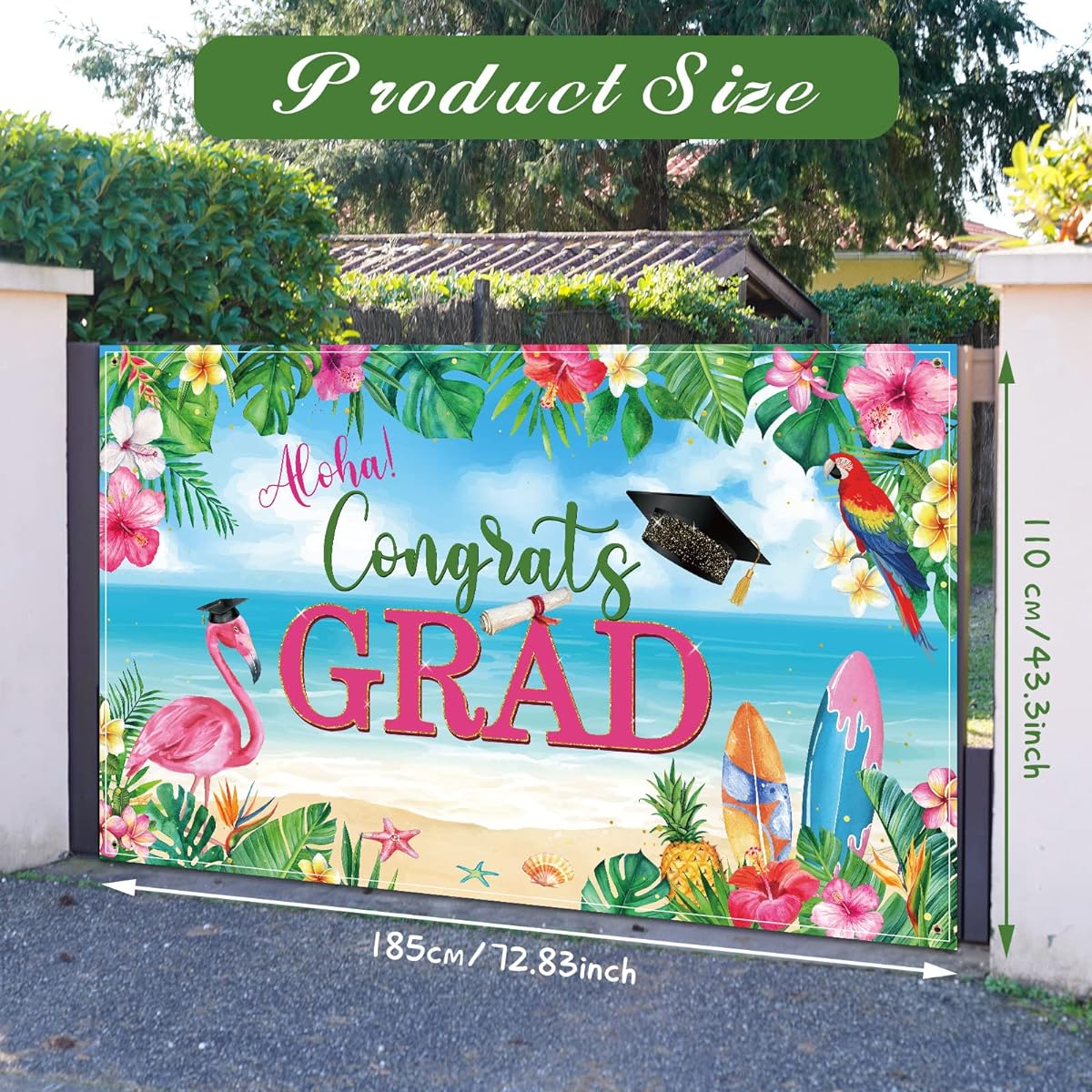Graduation Party Backdrop Hawaiian Aloha Graduation Backdrop Congratulations Graduation Tropical Backdrop Flamingo Class of 2023 Photo Backdrop Graduation Party Decoration Supplies 73 x 43.3 inches