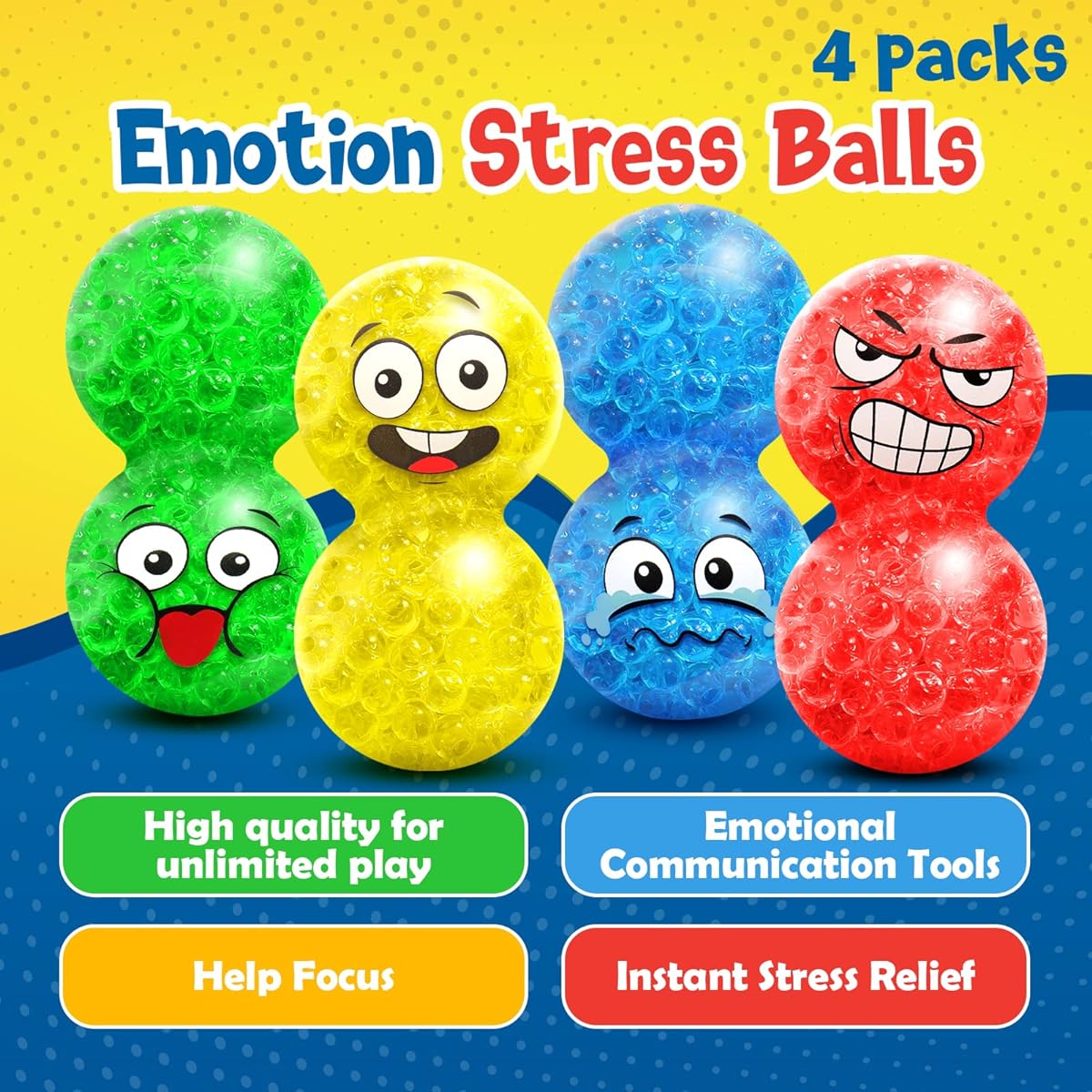 Squishy Sensory Toys for Kids and Adults - Emotion Fidget Toys, Express Your Feelings, Stress Balls, Therapy, Anxiety Relief Toys, Calm Corner Supplies, Fidgets for Students in the Classroom