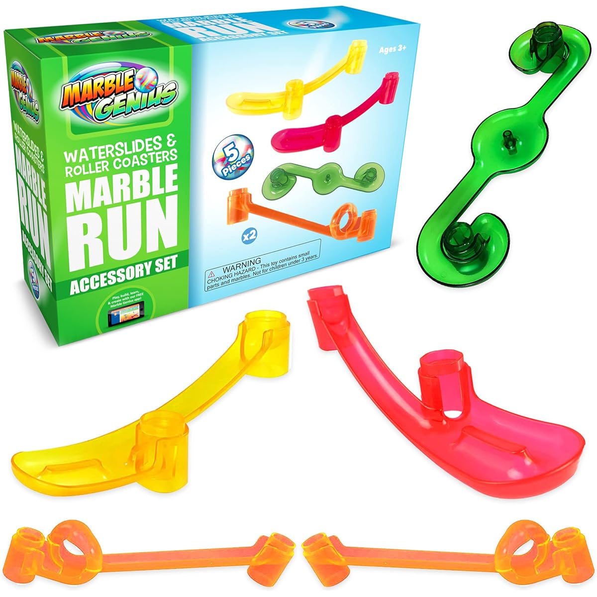 Marble Genius Waterslides & Roller Coasters - Marble Run Accessory Set (5 pcs.)