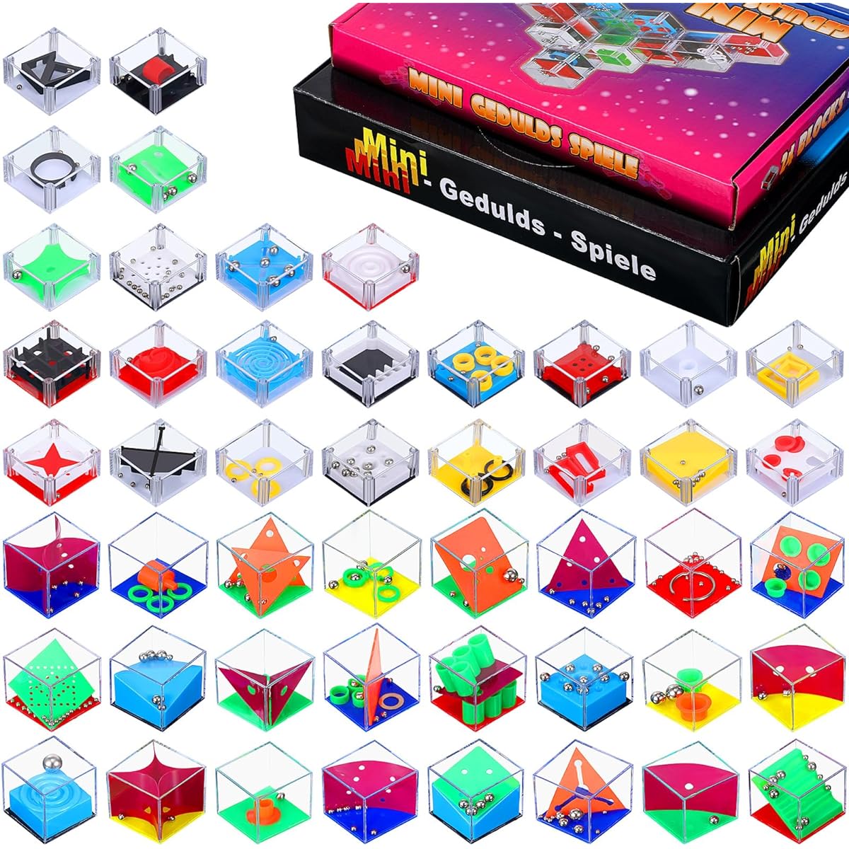 Lenwen 48 Piece Puzzle Mini Puzzle Cube 3D Ball Maze Cube Puzzle Cube Party Favor Game Challenge Decompression for Teenagers Adults (Cute Style)
