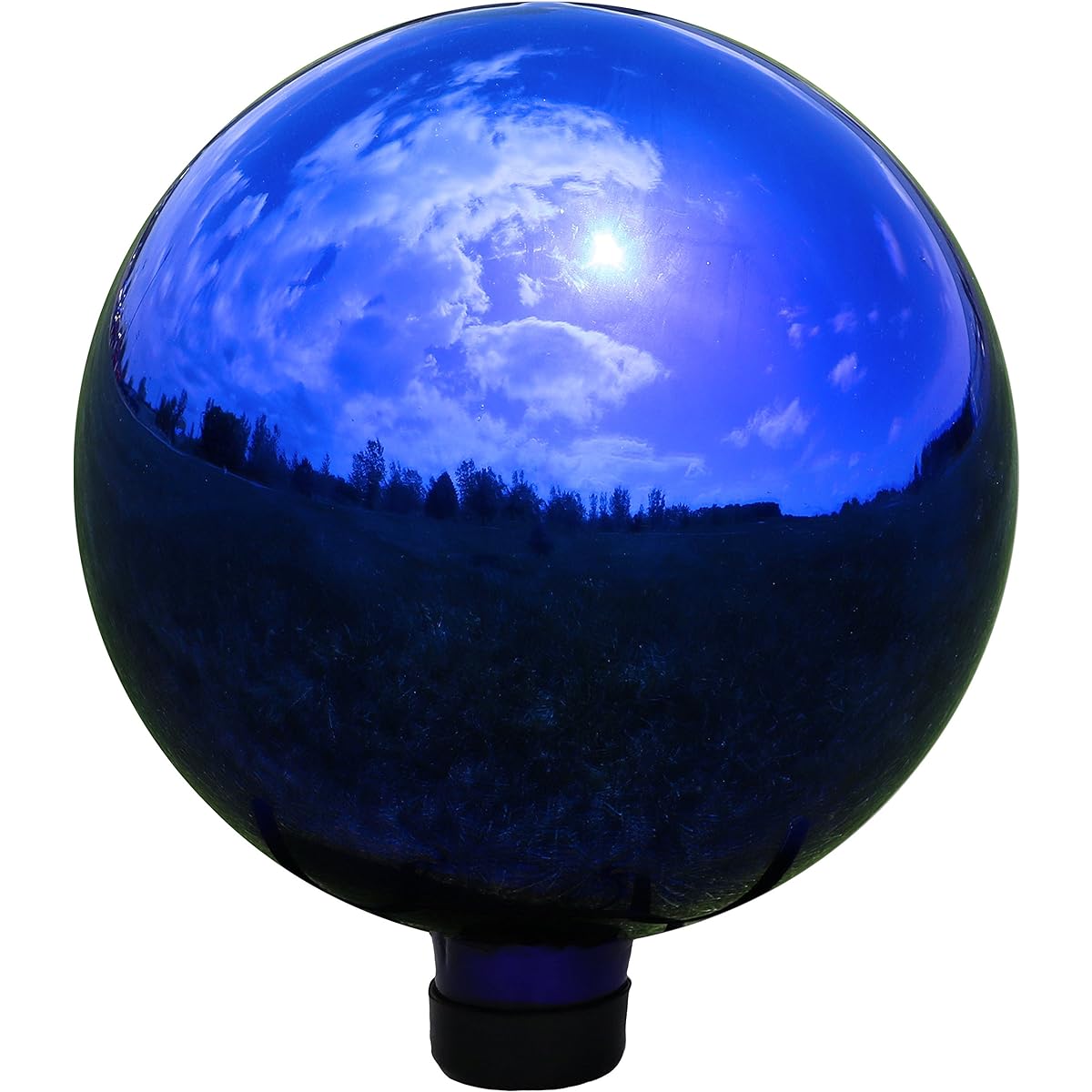 Sunnydaze Garden Observation Globe Ball, Outdoor Lawn and Yard Glass Ornament, Reflective Blue Mirror Surface, 10 Inch