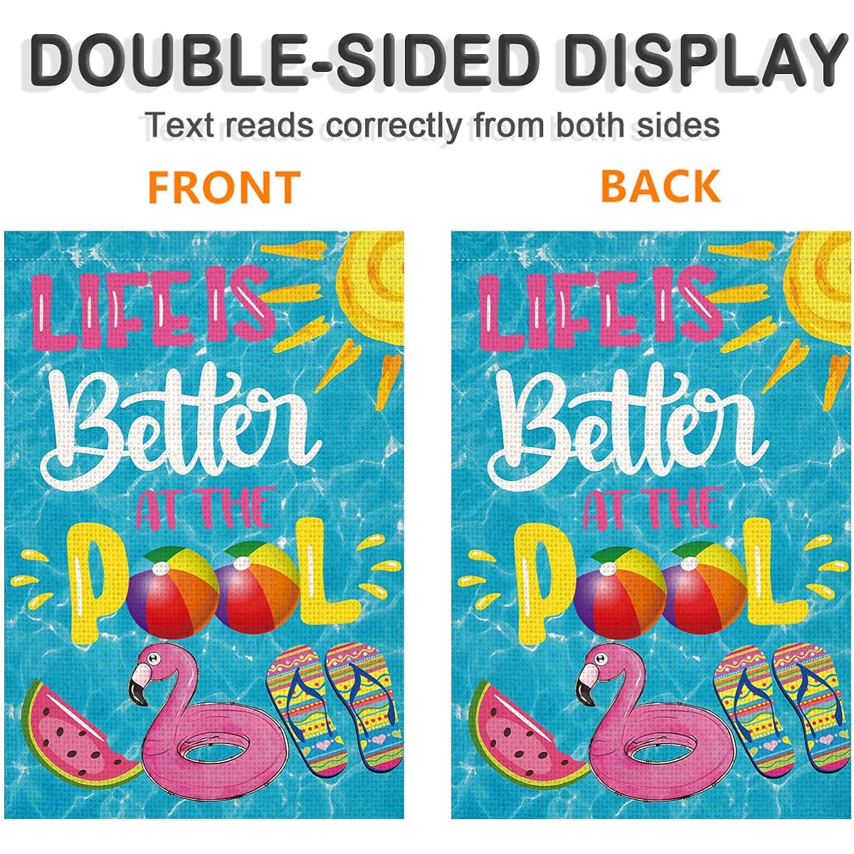 Doncida Life is Better at The Pool Summer Garden Flag Double Sided 12x18 Inch Burlap Summer Yard Flag Outdoor Decor