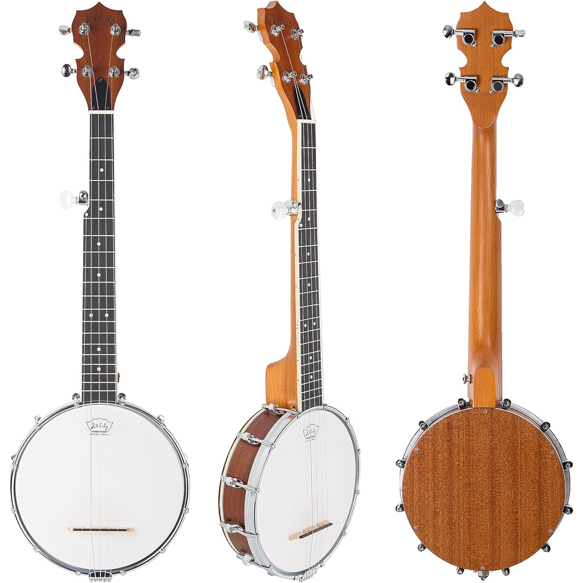 Mulucky 5 String Banjo Mini - 28" Travel Banjo Sapele Body Closed Solid Back Beginner Kit with Gig Bag Pick String Strap - B806