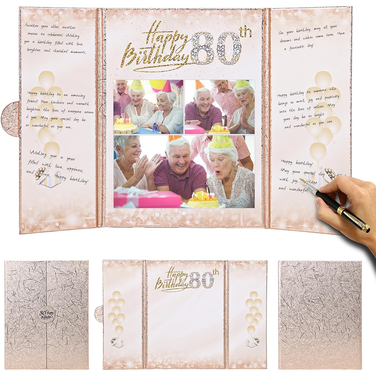 DeziWood 80th Birthday Decorations for Men Women Creative 80th Birthday Guest Book Alternative 80th Birthday Sign Book Poster 18 x 12 Inch 80th Birthday Gifts