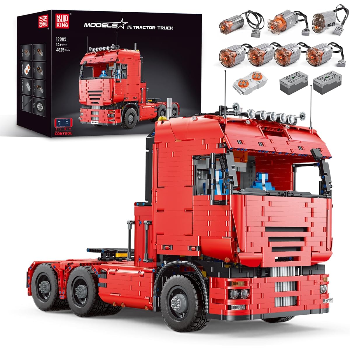 Mold King 19005 Tractor Truck Blocks Kit Model MOC Building Blocks Set for Ages 8+/Adult Collection Enthusiast Gift (4825 Pieces with Motor/App Remote)