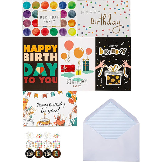 Aokisen 60 Pieces Birthday Cards with Envelopes, Boxed Happy Birthday Cards, 6 Unique Designs DIY Pages Assorted Birthday Cards for Women, Men, Kids, Friends, Family (Style C)
