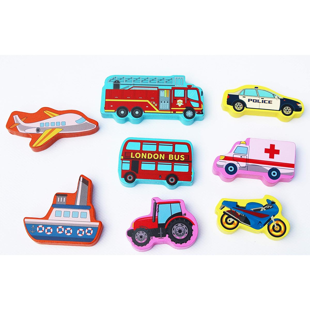 TOWO Wooden Transport Puzzle Board - Wooden Vehicle Peg Puzzle Inset Chunky Size - Wooden Toy Jigsaw Puzzle for 18 Months Toddler Baby First Puzzle