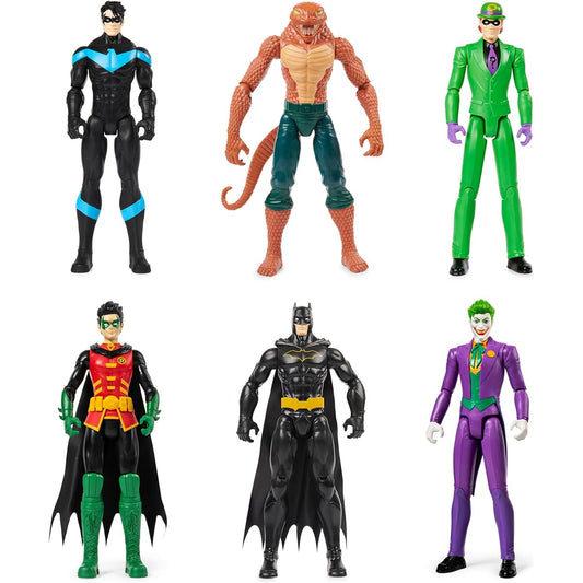 DC Comics Batman 6 Pack | Batman Robin Nightwing Joker Riddler Copperhead 12" Action Figures Kids Toys Ages 3+ for Boys and Girls