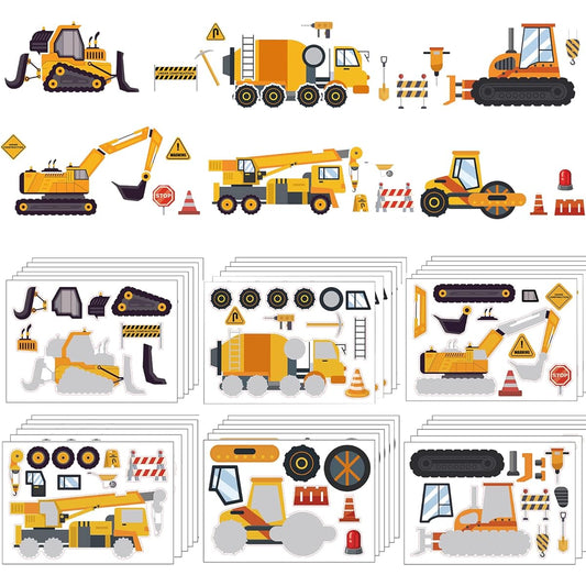 36 Pieces Construction Truck Stickers Kit DIY Engineering Vehicles Car Stickers Create Your Own Construction Stickers Fire Truck Excavator Construction Theme Boys Girls Party Favor