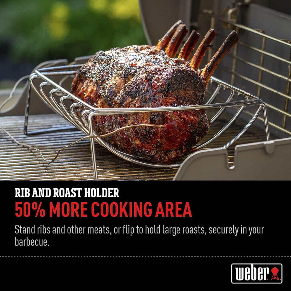 Weber Rib & Roast Holder Premium Grill Rack [Genuine Japanese Product] 6469 Silver