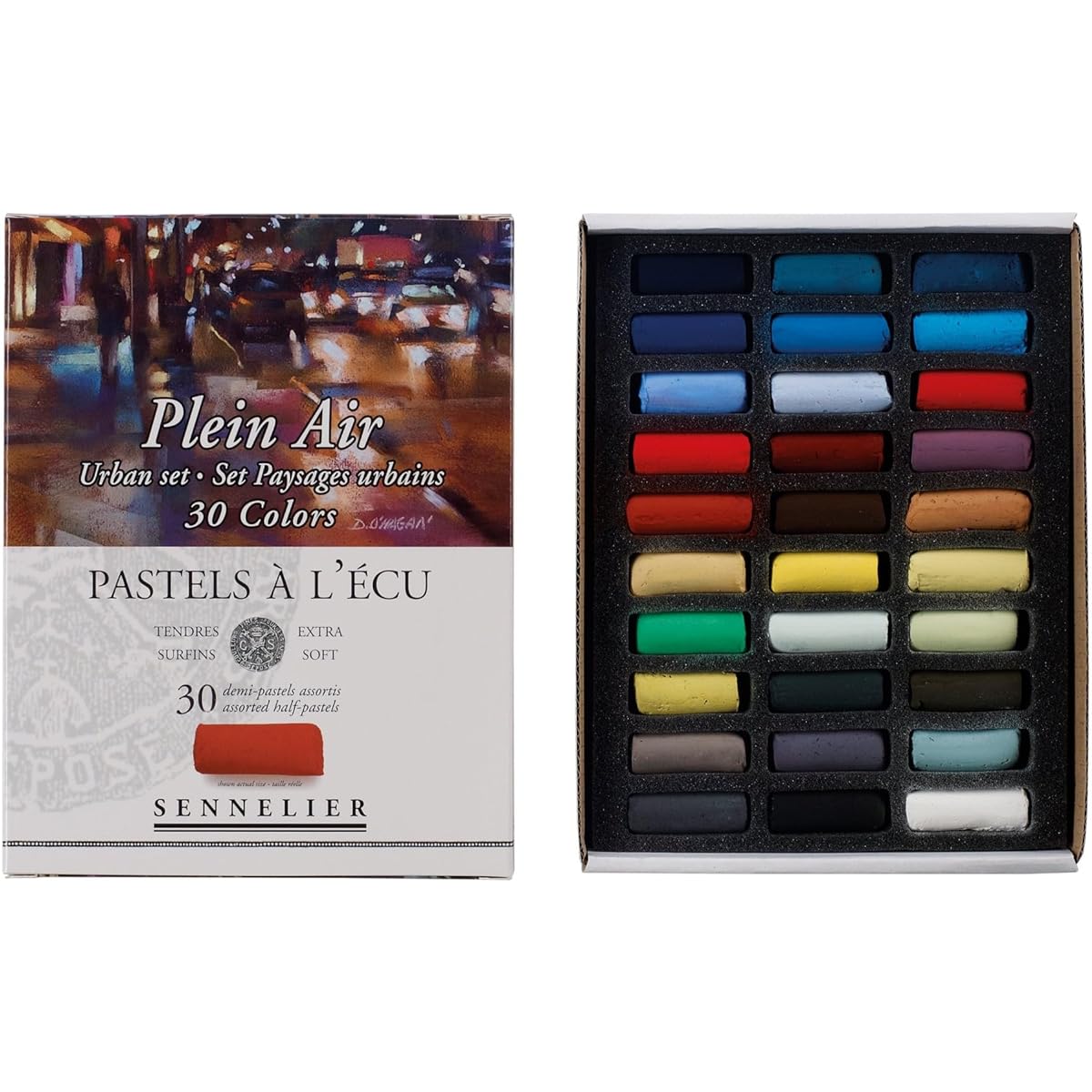 Box of 30 soft half-pastels "à l'écu" - Plein Air Urban Landscapes selection