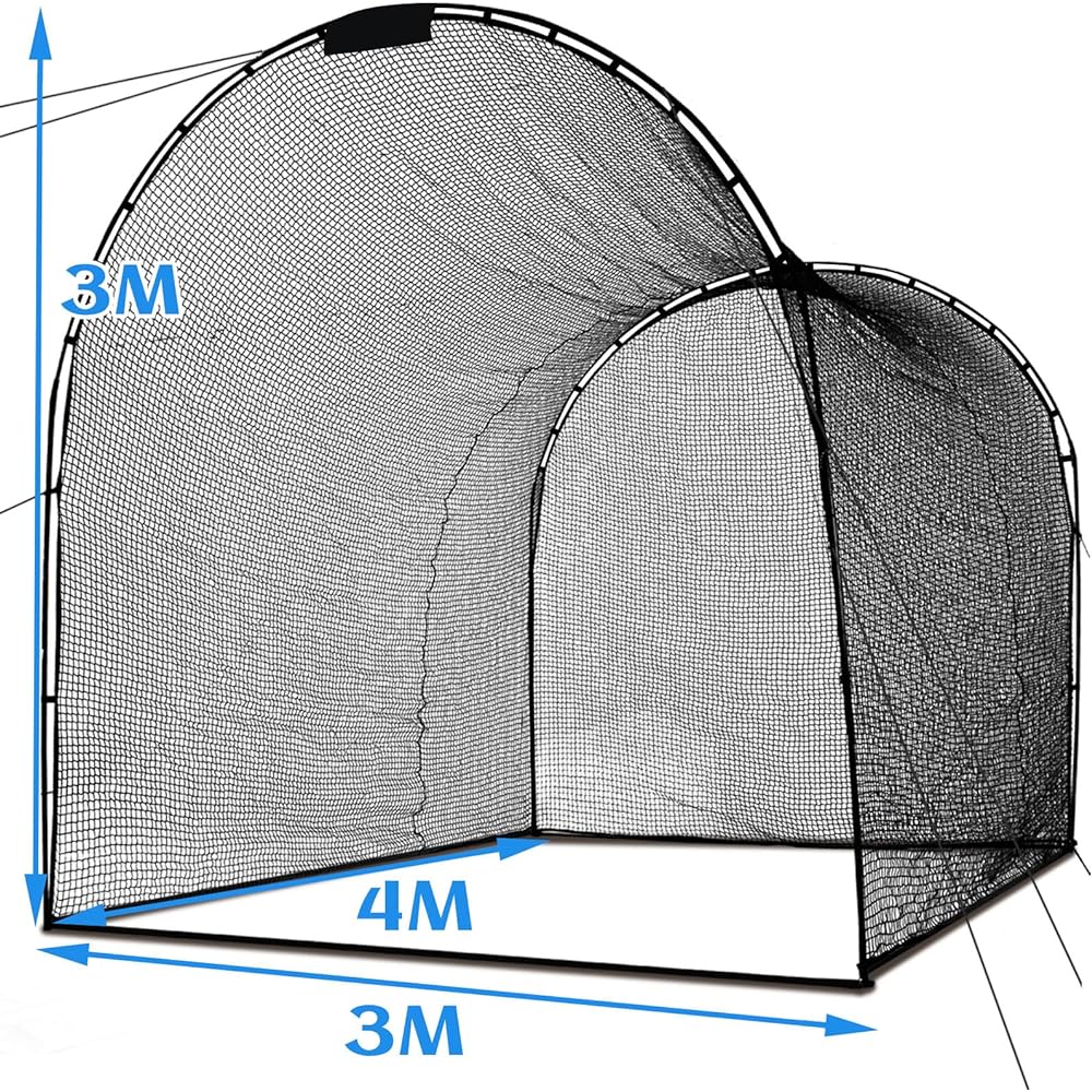 Batting Cage, Baseball Net, Baseball Batting Cage, Batting Net, Baseball Driving Range, Practice, Batting Practice, Large, Outdoor, Shatterproof, Assembly Type, Carry Bag Included