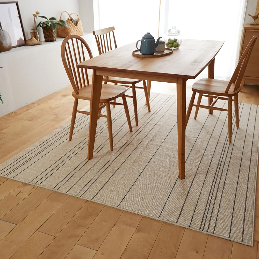 Suminoe Rug Ivory 110 x 130cm Washable Wire Line 13286544