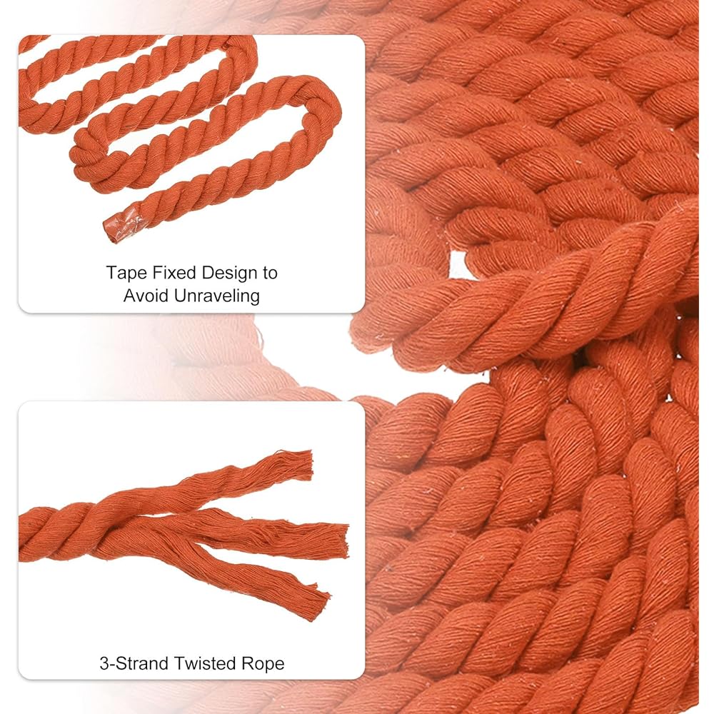 PATIKIL 15ft Tug of War Rope for Adults and Teens, 3-strand Natural Cotton Rope with Orange Flag for Garden Games and Team Building Activities