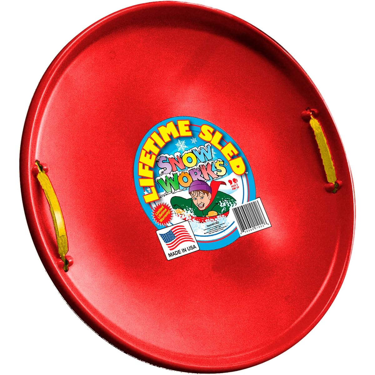 Lifetime Saucer Snow Sled, Durable Plastic, Cold Weather Downhill Outdoor Winter Snow Sled Discs with Handles (Red)