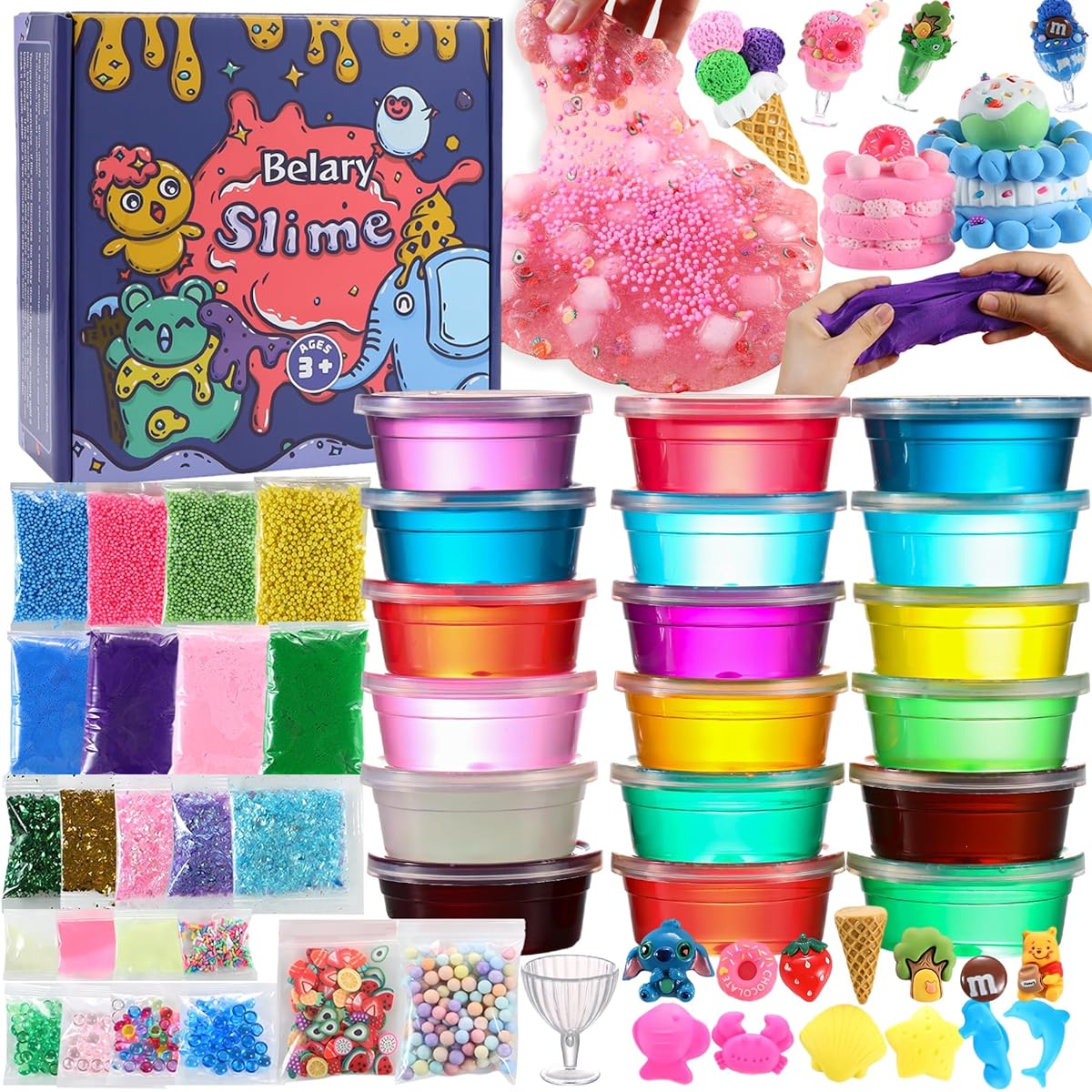 Premade Crystal Slime Peach Pink Jelly Cubes Glimmer Crunchy Slime Party Favors for Kids Sensory and Tactile Stimulation Stress Relief for Girls & Boys 50+