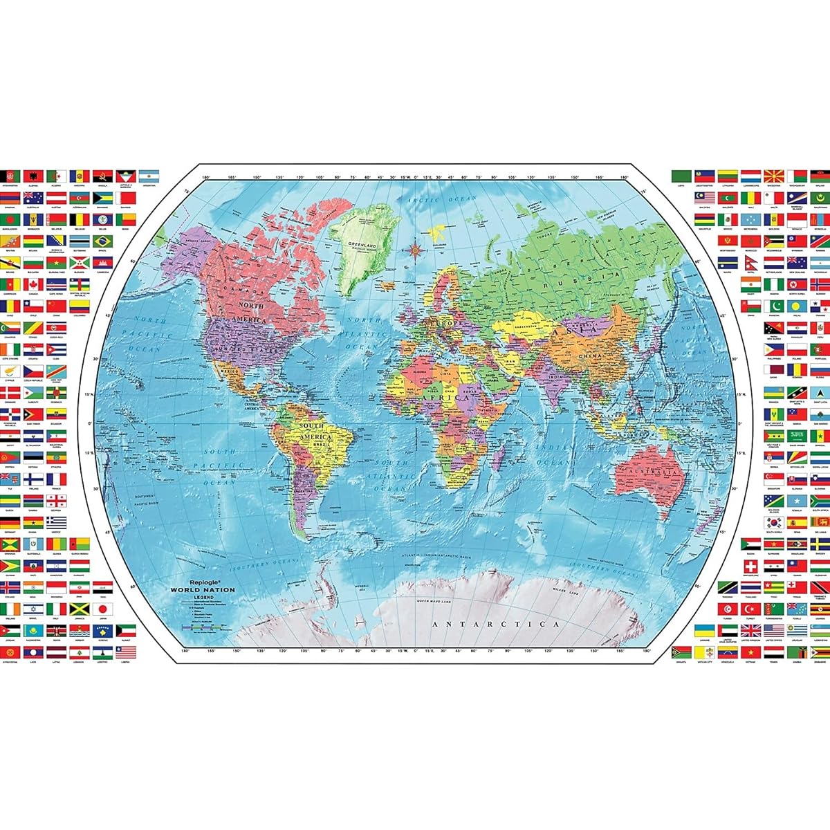 Replogle World Map - 49W x 33H in. L 72110