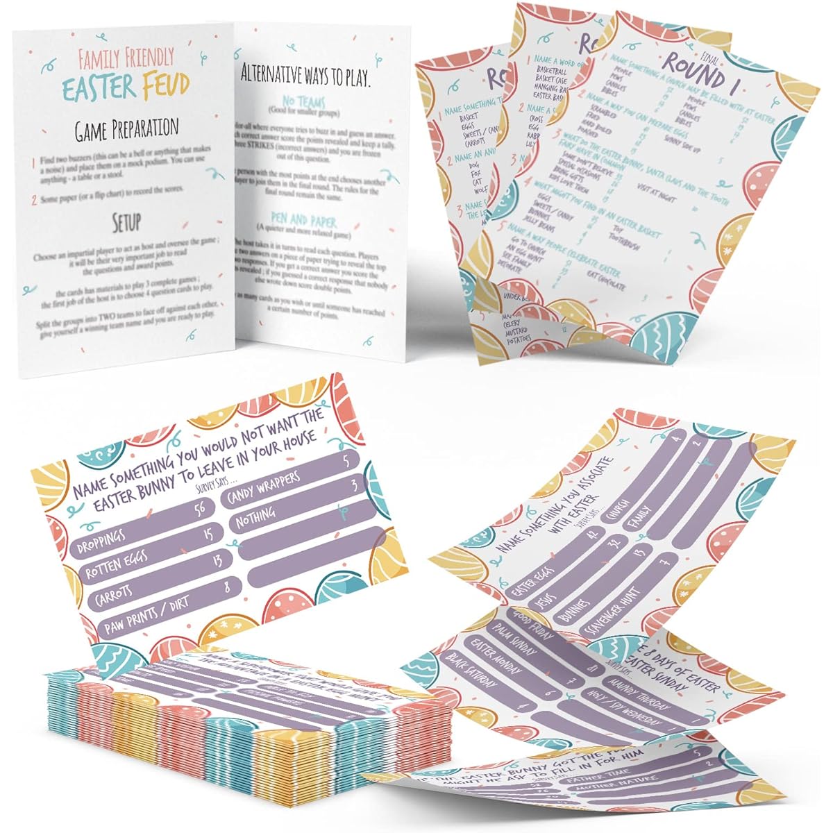 shupai Easter Quiz Trivia, Easter Questions and Answers Cards, Easter Family Game Night, Easter Fard Questions, Easter Trivia Games, Family Friendly Quiz for Easter Holidays - E1Q