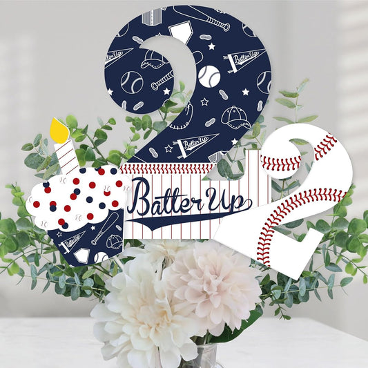 2nd Birthday Batter Up - Baseball - 2nd Birthday Party Centerpiece Sticks - Table Toppers - Set of 15