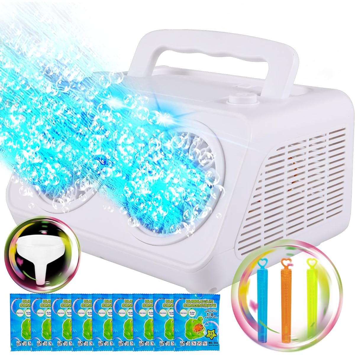 Professional Bubble Machine, Automatic Bubble Blower for Kids Toddlers, 20000+ Bubbles per Minute, Portable Bubble Machine, Battery Operated Bubble Maker Toy for Outdoor Indoor Wedding Party