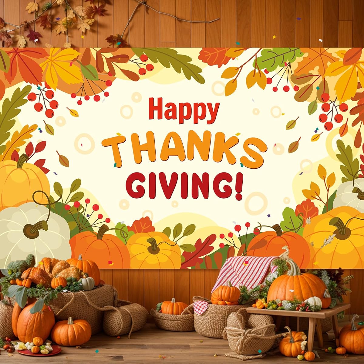 Celebrate Happy Thanksgiving in style with Bing-Haoze party banner decorations