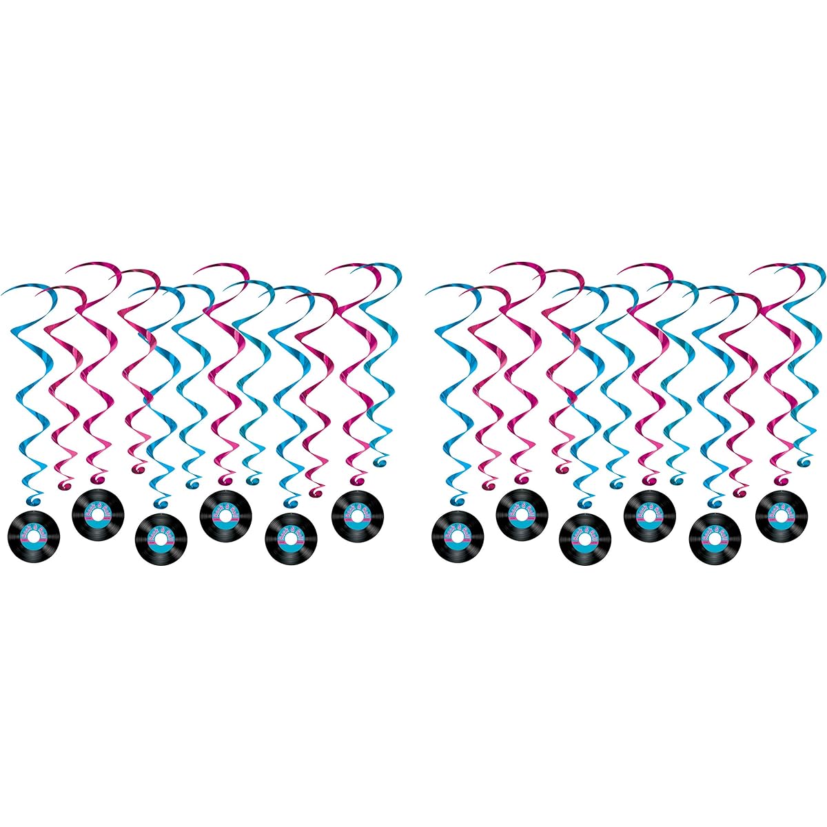 Beistle 53470 Rock and Roll Record Whirlpool 24 pcs 17.5"-34.5" Multicolor