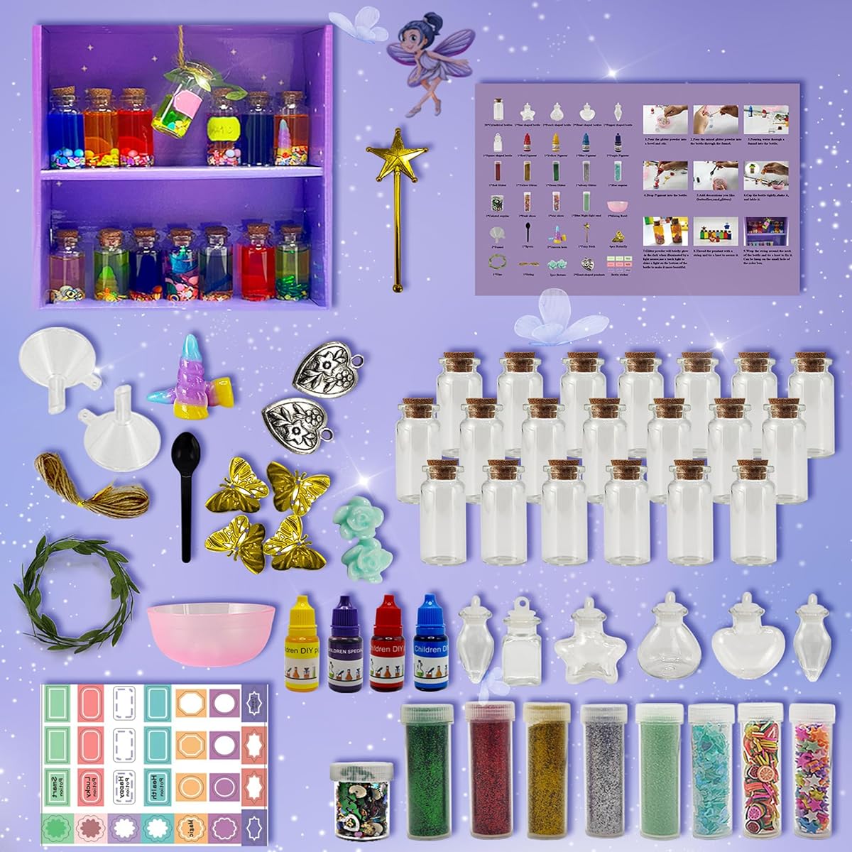 AWZNG Fairy Magic Potion Kit for Kids, 26pcs Bottles Magic DIY Mixie Potions Creative Art Craft Toys for Girls, Fun Birthday Gift Toys 6 7 8 9 10
