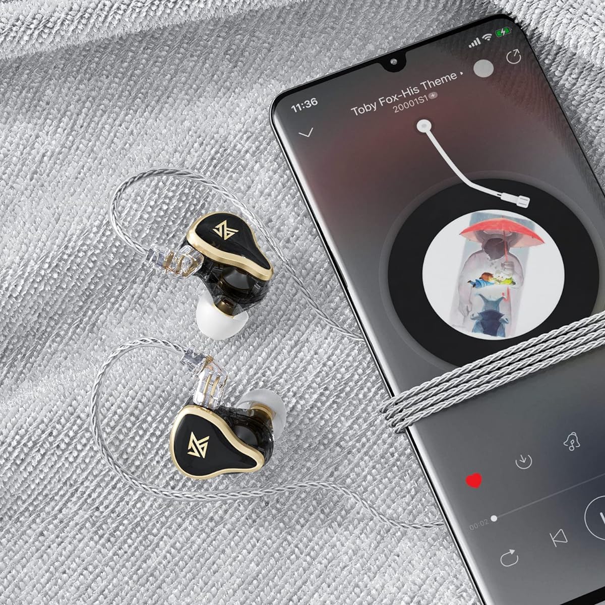 KZ ZAS 7BA+1DD In-Ear Earphones 16 Unit Hybrid Driver Earphones HiFi Bass Earphones In-Ear Monitor Headphones 8 Core Cable Music Sports Earphones (No Mic Black)