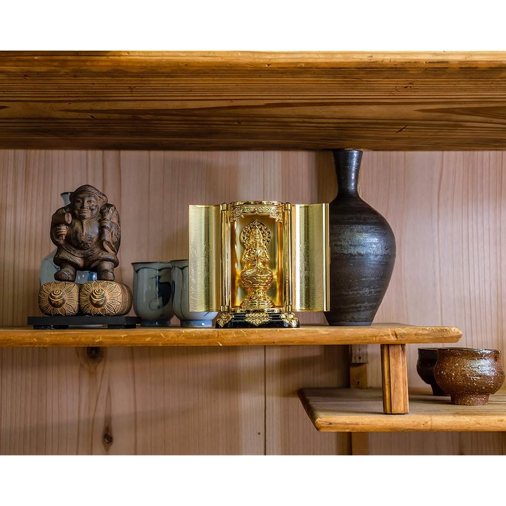 Buddha statue Seishi Bodhisattva with Zushi (gold plated/24K gold) Buddhist sculptor: Keiaki Watanabe Prototype_ (born in the year of the horse) Zodiac guardian main image Zodiac Takaoka bronzeware (Seishibosatsu)