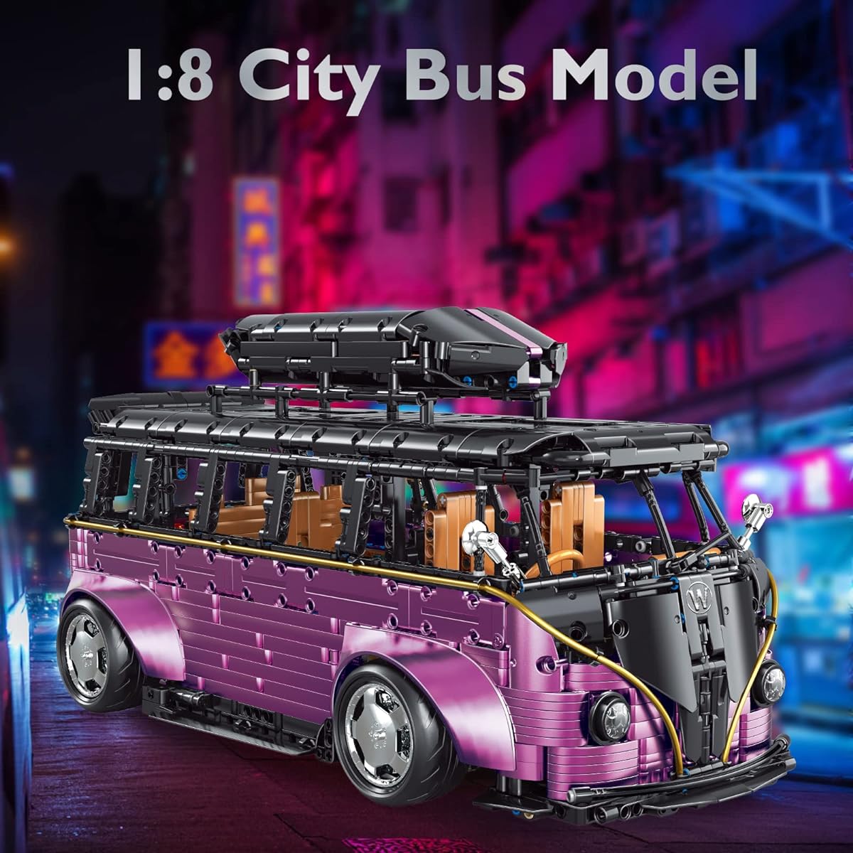 JMBricklayer City Bus Building Kit, Electroplated Appearance, Camper Van Model Car Kit, 1:8 Car Model Display Decoration, Creative Modern Vehicle Building Set, Gifts for Teens Adults (3299 Pieces)