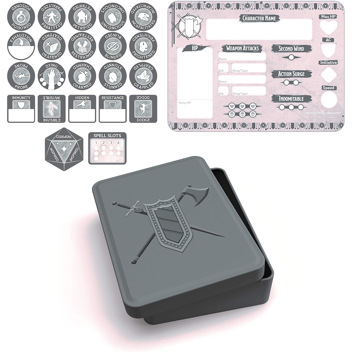 Dungeons & Dragons - Fighter Token Set (Player Board & 23 Tokens)
