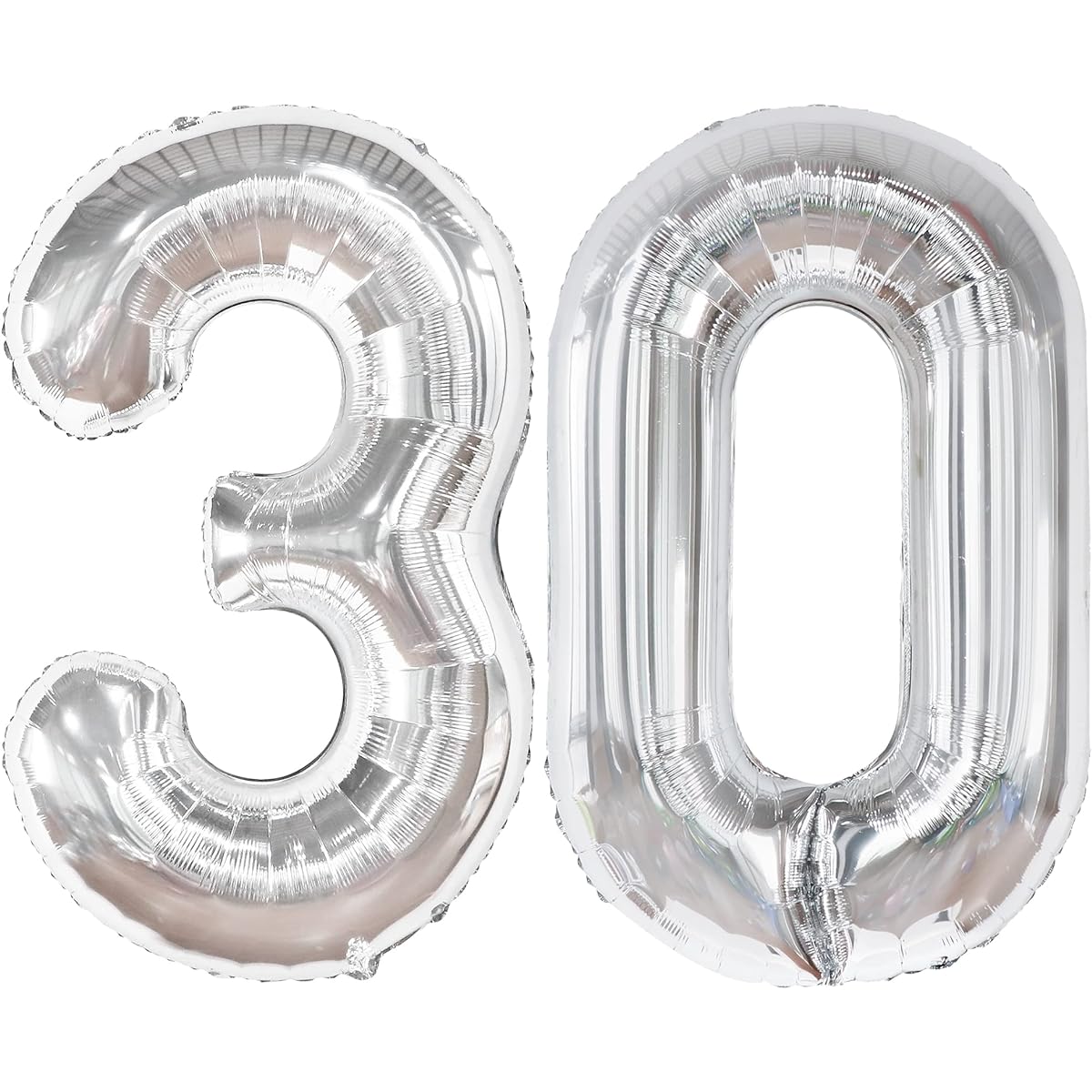 KatchOn 30pcs Silver Balloon Number Set - Giant 40 Inch | 30th Birthday Balloons for Him | 30pcs Silver Balloons for 30th Birthday Decorations | 30pcs Blow Up Balloons, 30th Balloons for Her