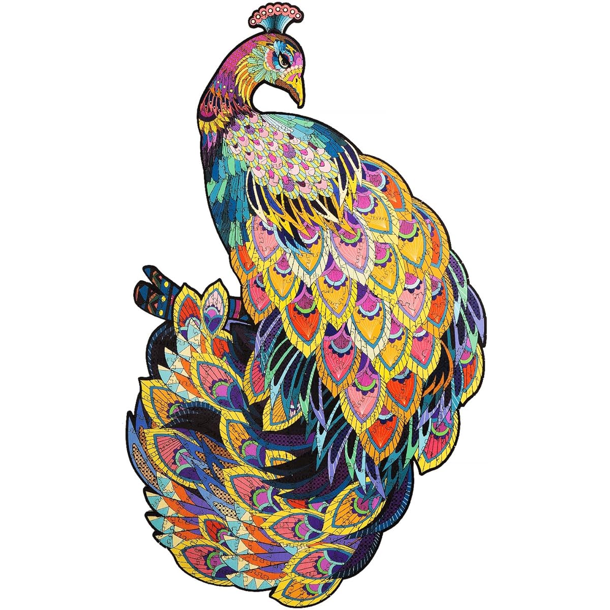 FvMemo Wooden Puzzle for Adults Peacock Wooden Jigsaw Puzzle Unique Animal Shape Puzzle Best Gift for Adults and Kids 9.4" x 15.9" 300 Pieces