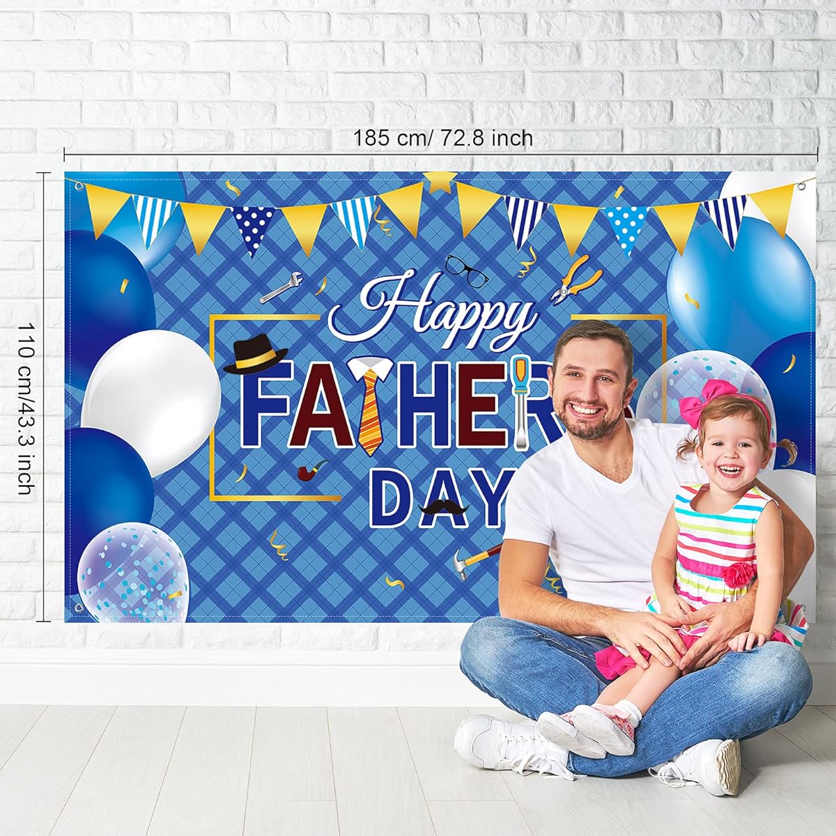 Happy Father's Day Backdrop Banner Decoration Oversized Fabric Father's Day Sign Banner Photo Booth Backdrop Father's Day Party Supplies Decoration