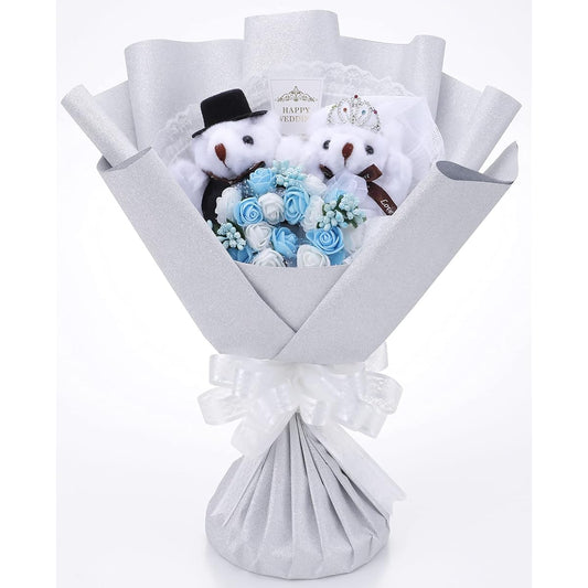 Welcome Bear Marriage Silver Wedding Gift Bear Bouquet Tiara Dress Made in Japan