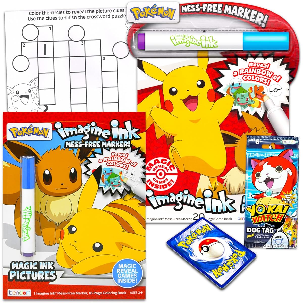 Pokemon Magic Ink Coloring Set for Kids and Toddlers - Set of 2 Imagine Ink Coloring Books, Invisible Ink Pen, Pokemon Cards, Stickers, and Pikachu Coloring Book