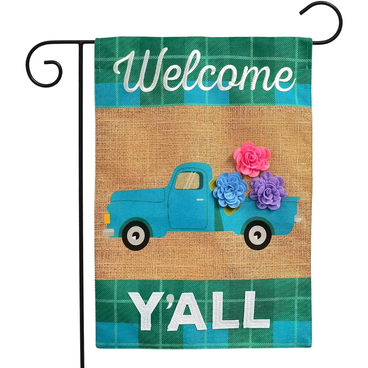 Welome Y'all Spring Burlap Garden Flag Pickup Truck 12.5" x 18" Briarwood Lane