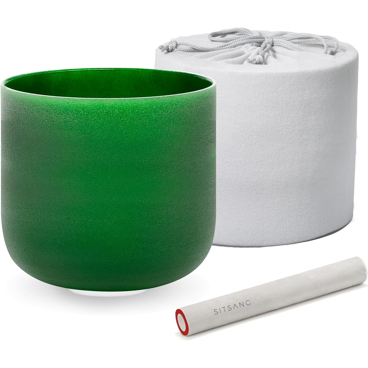 SITSANG Green F Note Heart Chakra Crystal Singing Bowl 8 Inch Singing Bowl Carry Case Bag with Rubber Mallet and Suede Striker