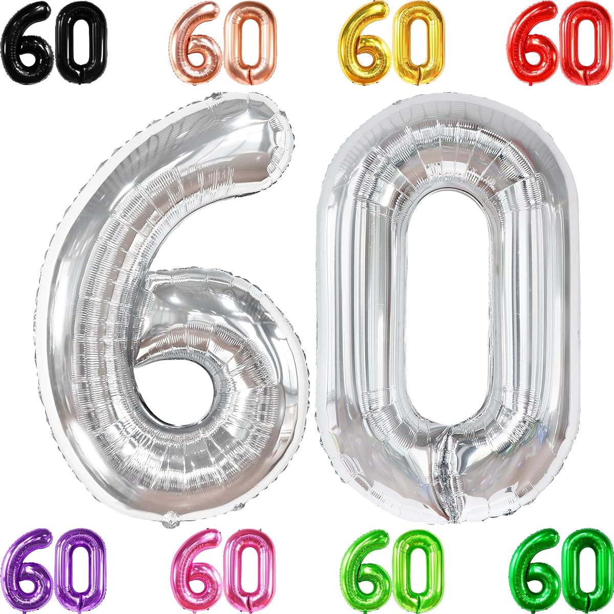 Silver Number 60 Foil Balloon