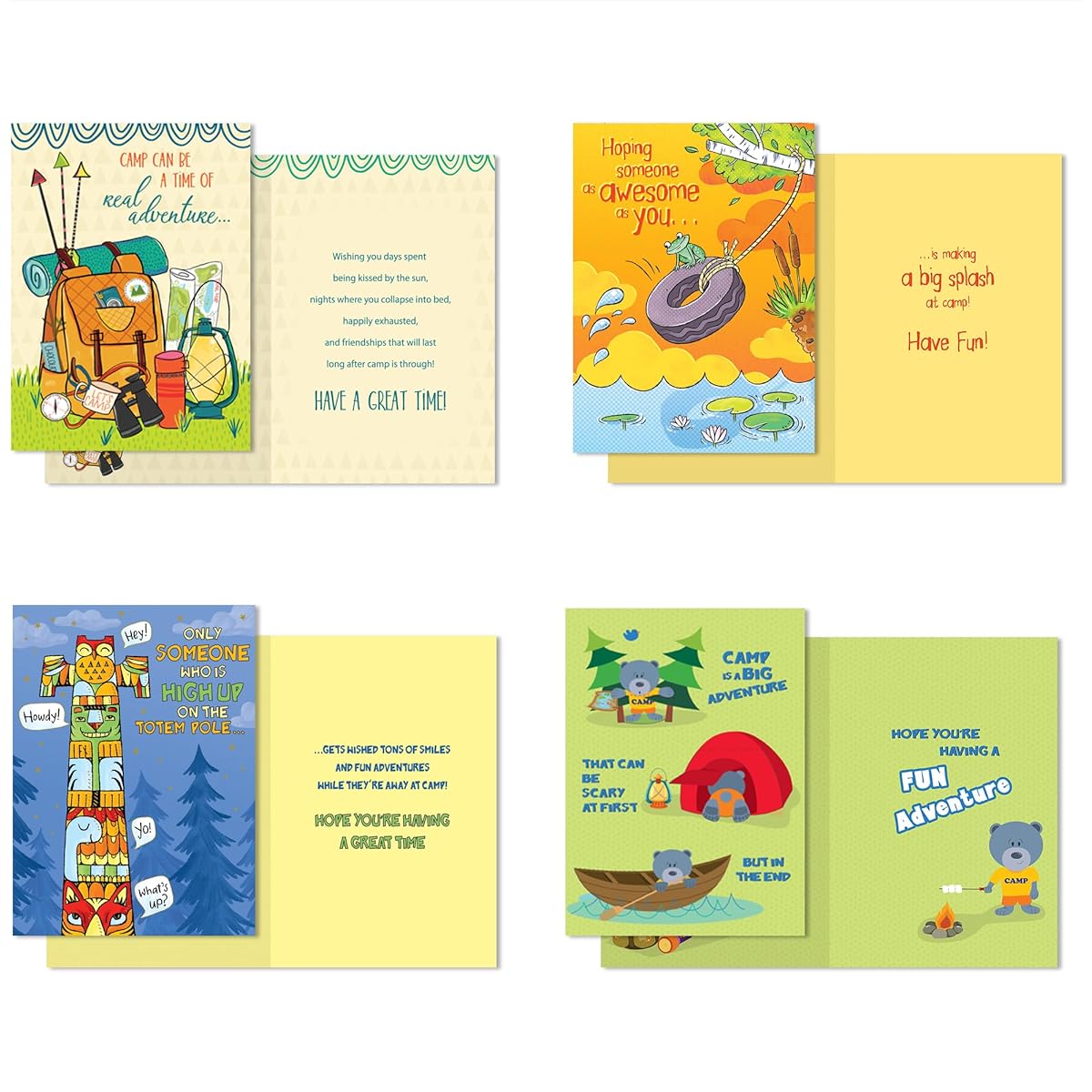 Designer Greetings "Real Adventure" Camping Cards - 6 Assorted Cards with Envelopes - Perfect for Parents to Send to Kids at Camp