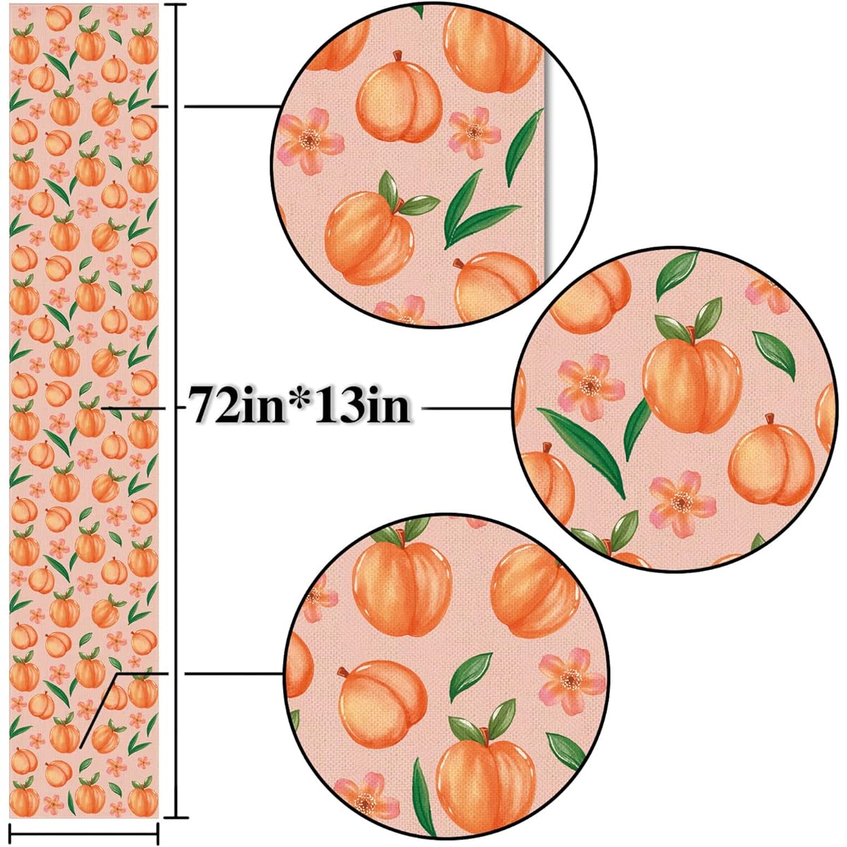 Linen Peach Table Runner Summer Peach Girl Birthday Party Decorations Home Dining Room Kitchen Table Decor (13" x 72")