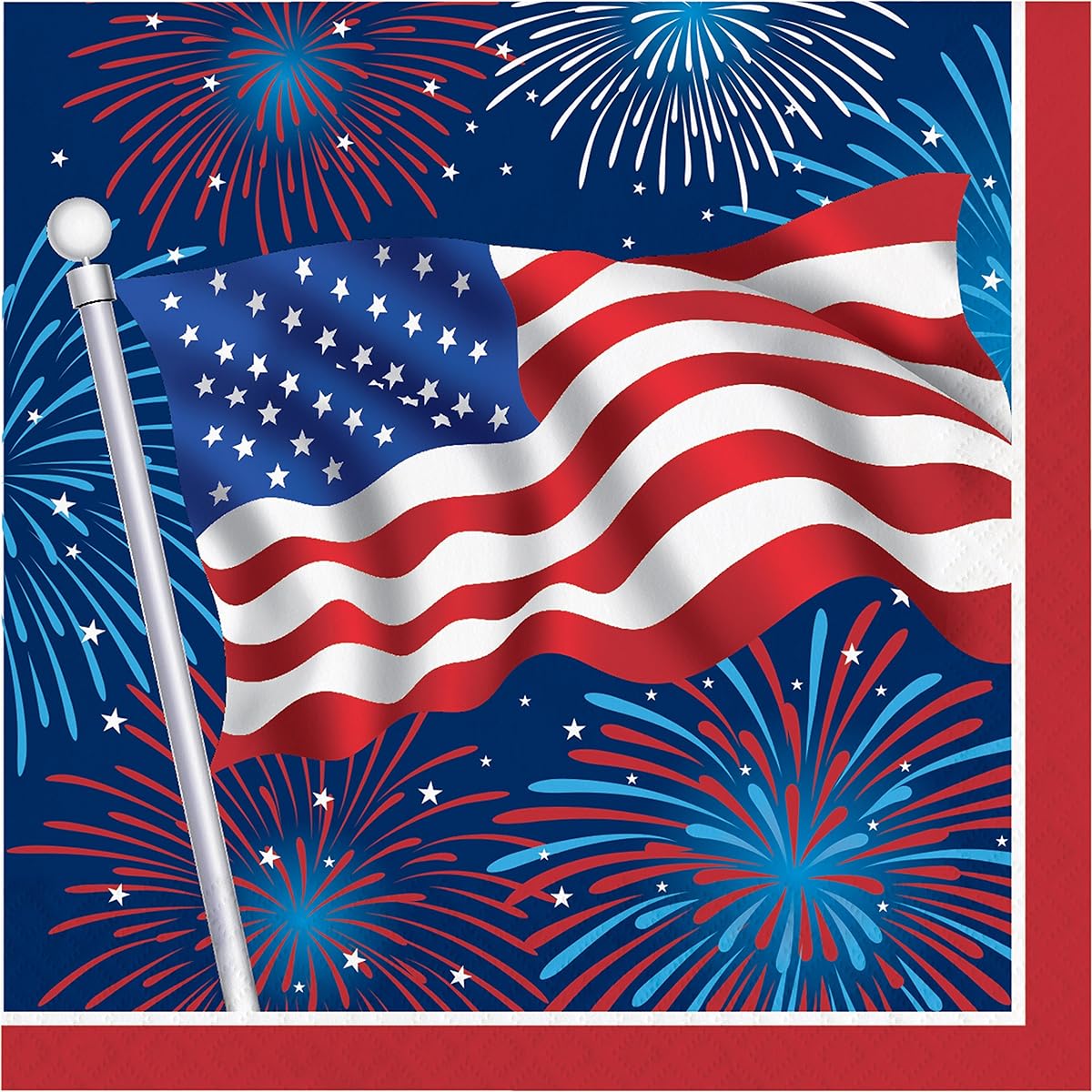 Creative Converting 327204 Fireworks Celebration Napkins, Multicolor