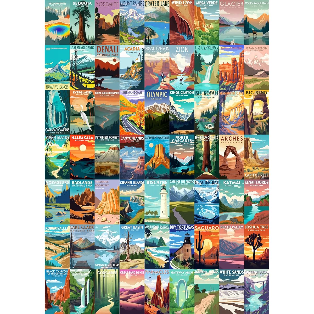 National Parks Puzzle for Adults 1000 Piece Travel Poster Landscape Puzzle with Zion Yellowstone Yosemite Nature Jigsaw Puzzle Landscape Mountain Scenery