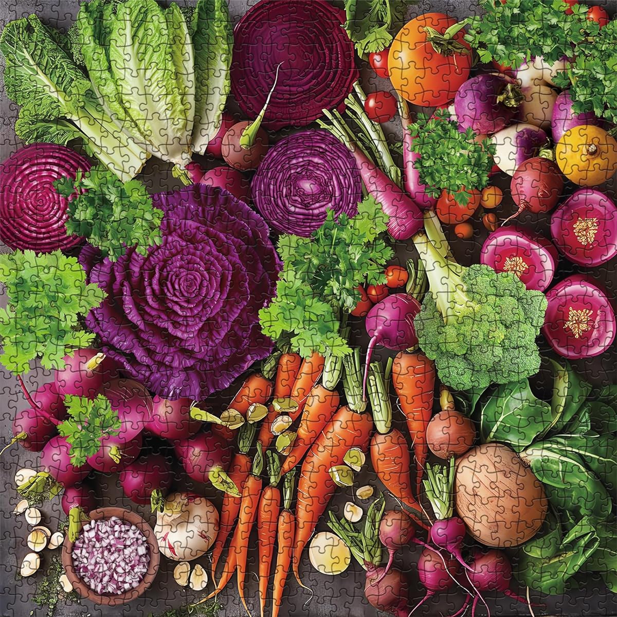 Vegetable Garden Puzzle for Adults 1000 Piece Vegetable Jigsaw Puzzle Fresh Vegan Artwork Puzzle Vegetable Puzzle Beautiful and Fun Plant Puzzle for Adults