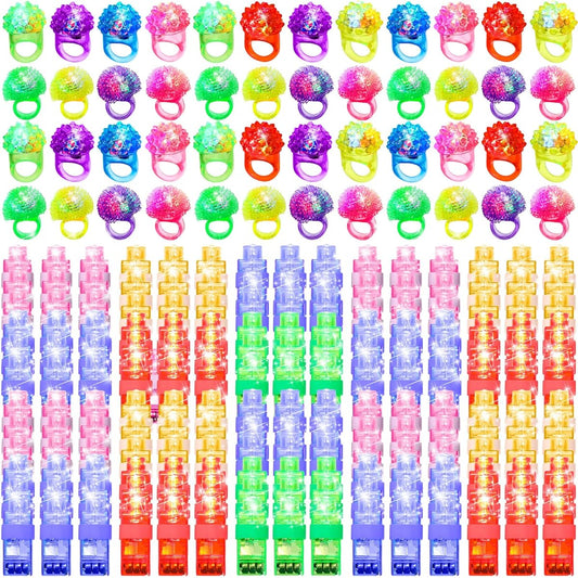 150pcs LED Light Up Rings Toys LED Finger Lights Blinking Bumpy Rings Flash Rings Glow Rings Colorful LED Rings for Birthday Bridal Shower Concert Wedding Party Favors Gifts for Kids