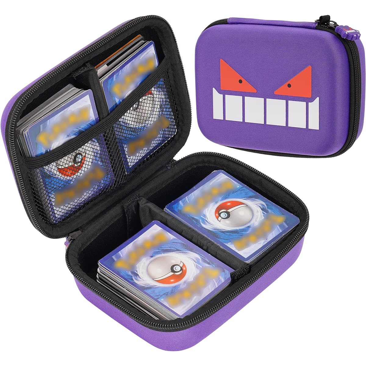 RHCOM Mobile Case Compatible with PM Cards, Gift for Boys, Card Storage Box, Yu-Gi-Oh! Magic MTG Cards, Compatible with PM, Holds 500 Cards, Purple