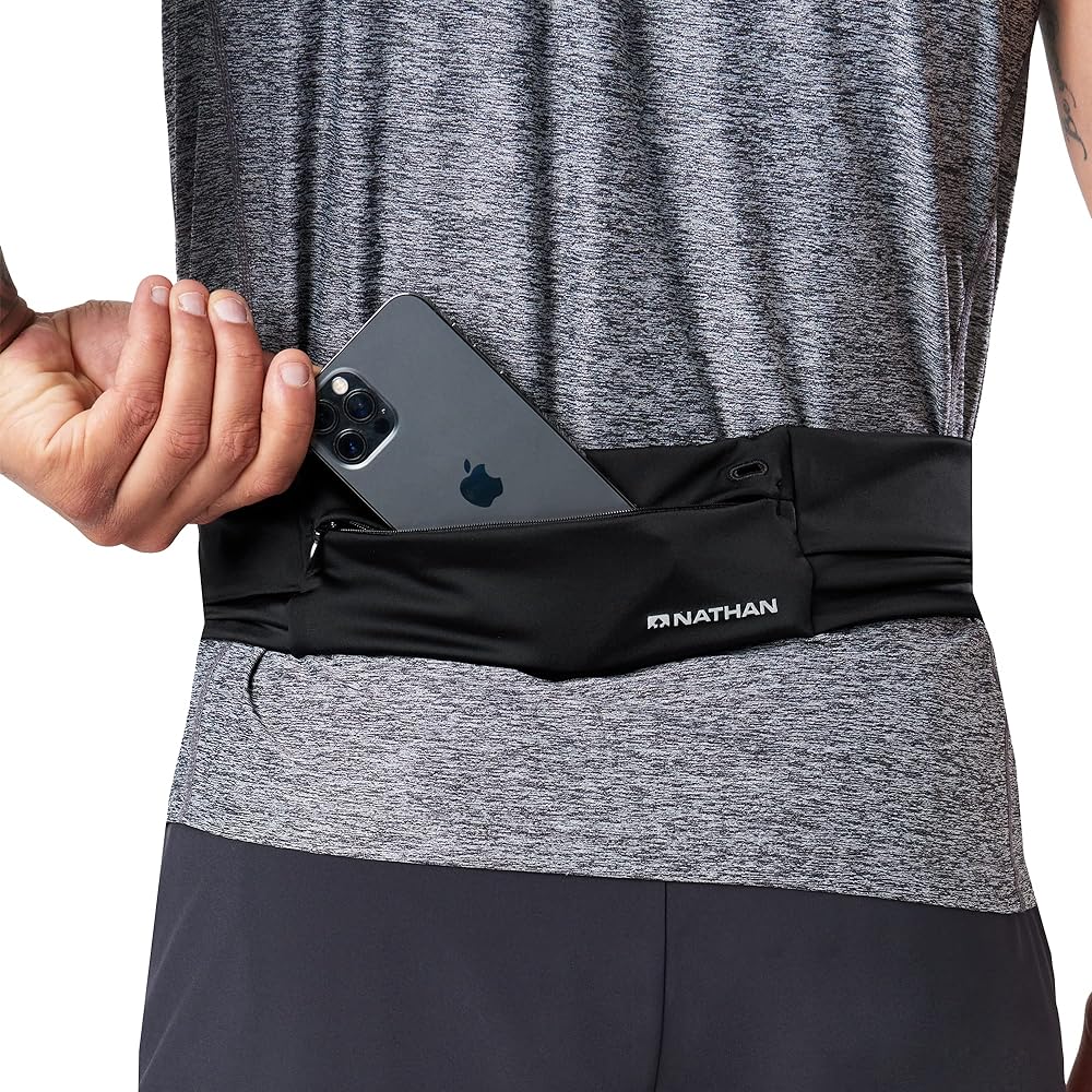 NATHAN Running Pouch NS30530 Adjustable Fit Zipster Zip Pocket Will Stay in Place Running Walking Jogging Stroll Trail Running